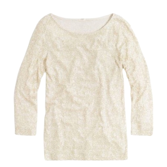 J.Crew Ivory Sequin Stretch Tee Shirt /Top Size XSmall Exc Condition - Picture 7 of 7